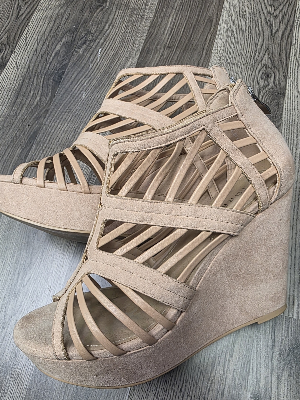Women’s Nude Strappy Wedge Sandals